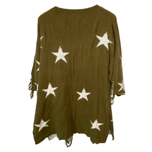 Easel Oversized Star Pattern Distressed Sweater Tunic - Women's Size S/M - Picture 2 of 4